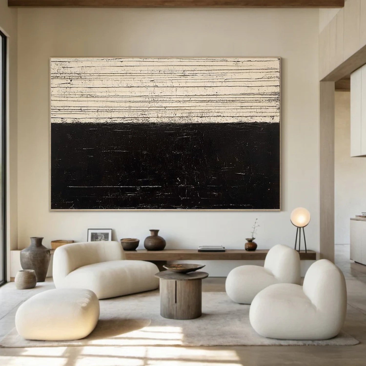 Black and White Wabi Sabi Textured Wall Art #VS094