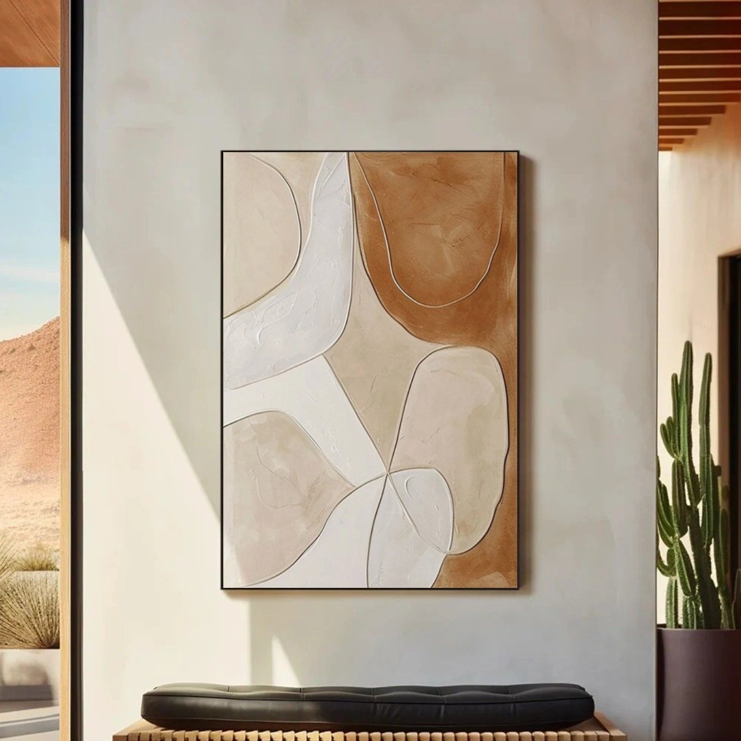 Beige and Brown Abstract Textured Wall Art #VA160