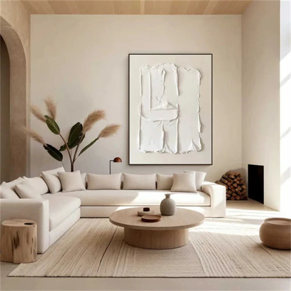 White Minimalist Textured Wall Art #WM018