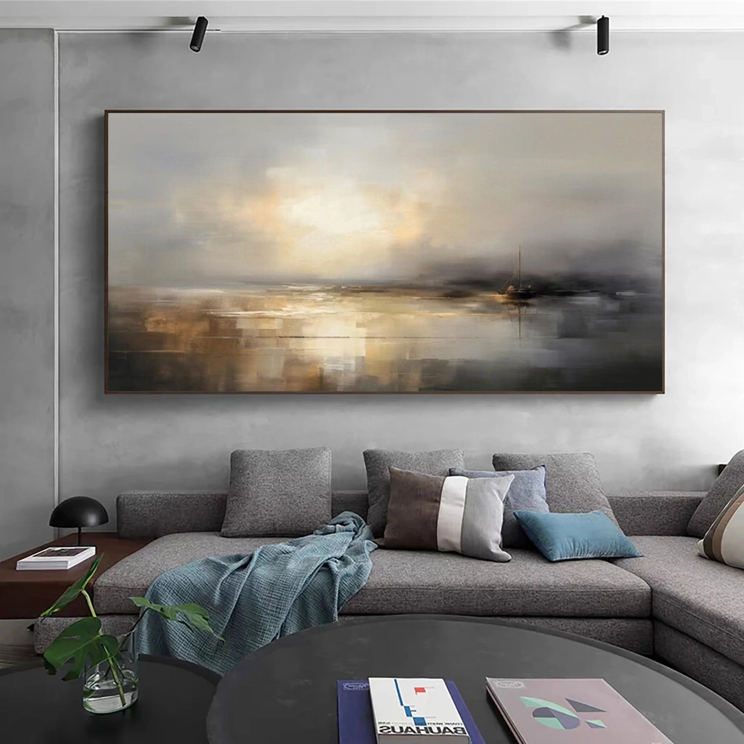 Abstract Ocean And Sky Canvas Art #OC079