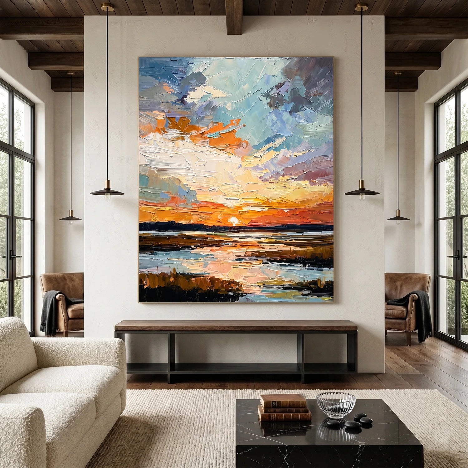 Abstract Ocean And Sky Canvas Art #OC190