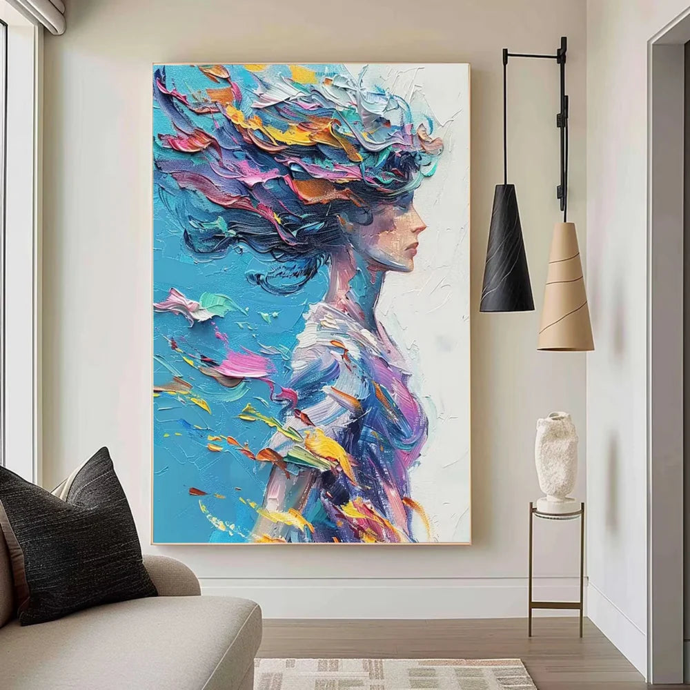 Colorful Abstract Portrait Textured Wall Art # LA011