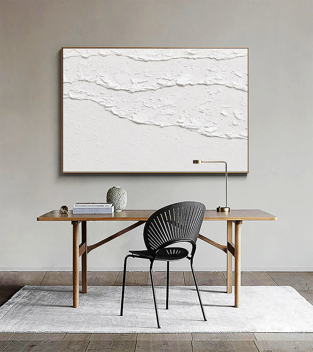 White Minimalist Textured Wall Art #WM003