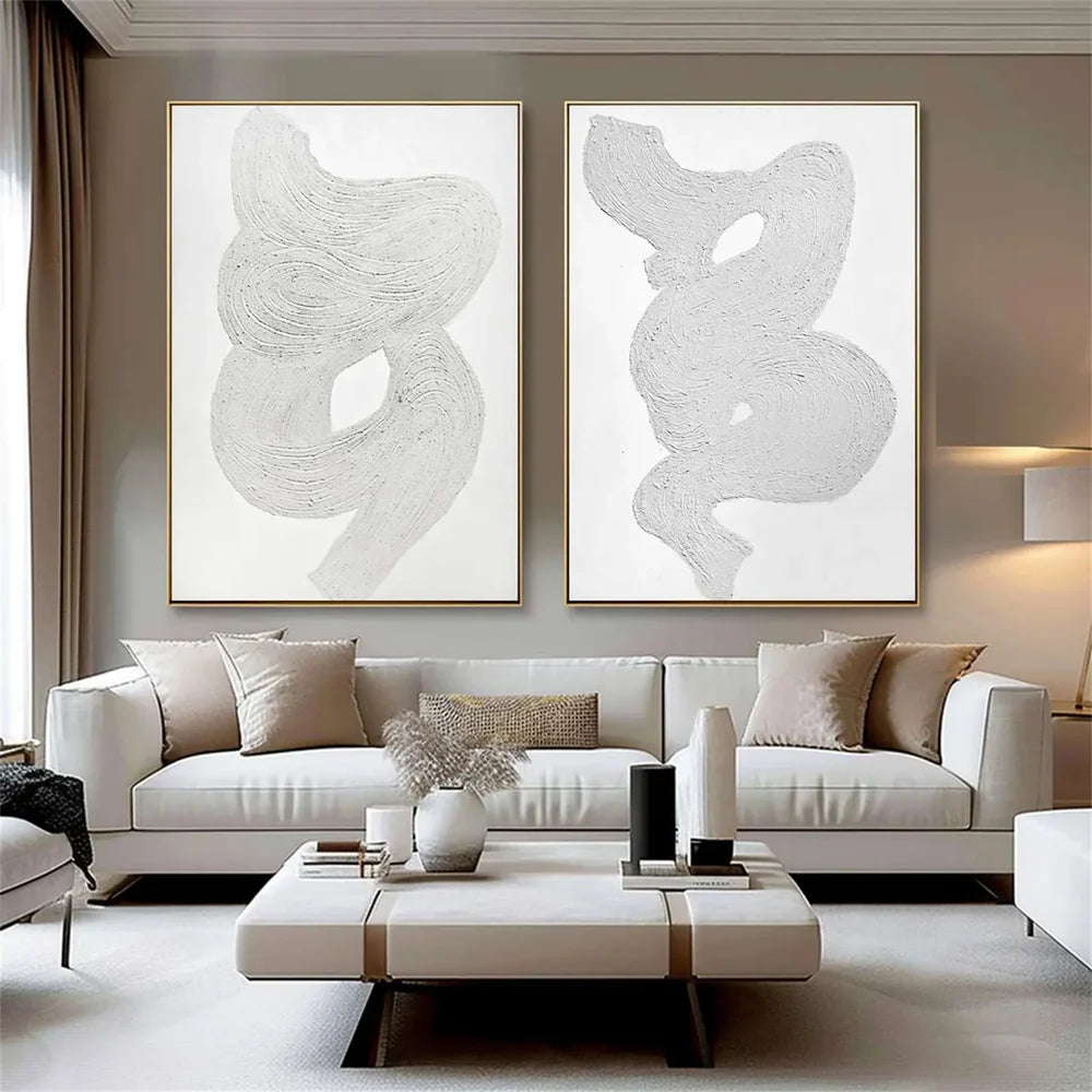 White Minimalist Wall Art Set of 2 #WM044