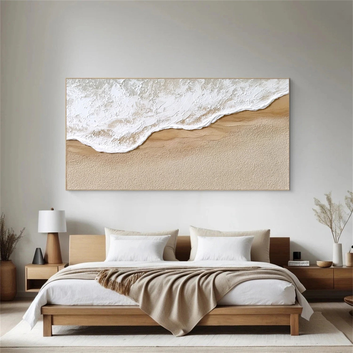 Minimalist Ocean And Sky Textured Canvas Art #OC140
