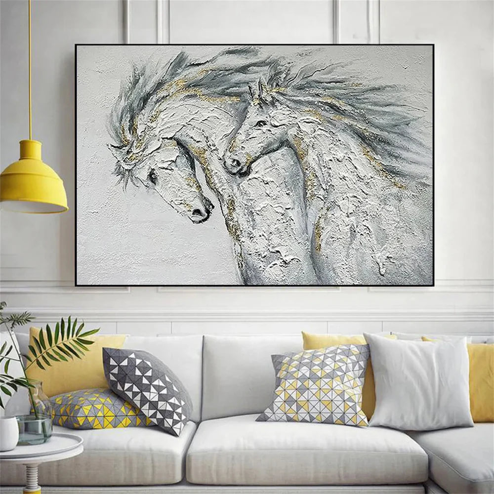 Abstract Animal Horse Textured Canvas Art #DW044
