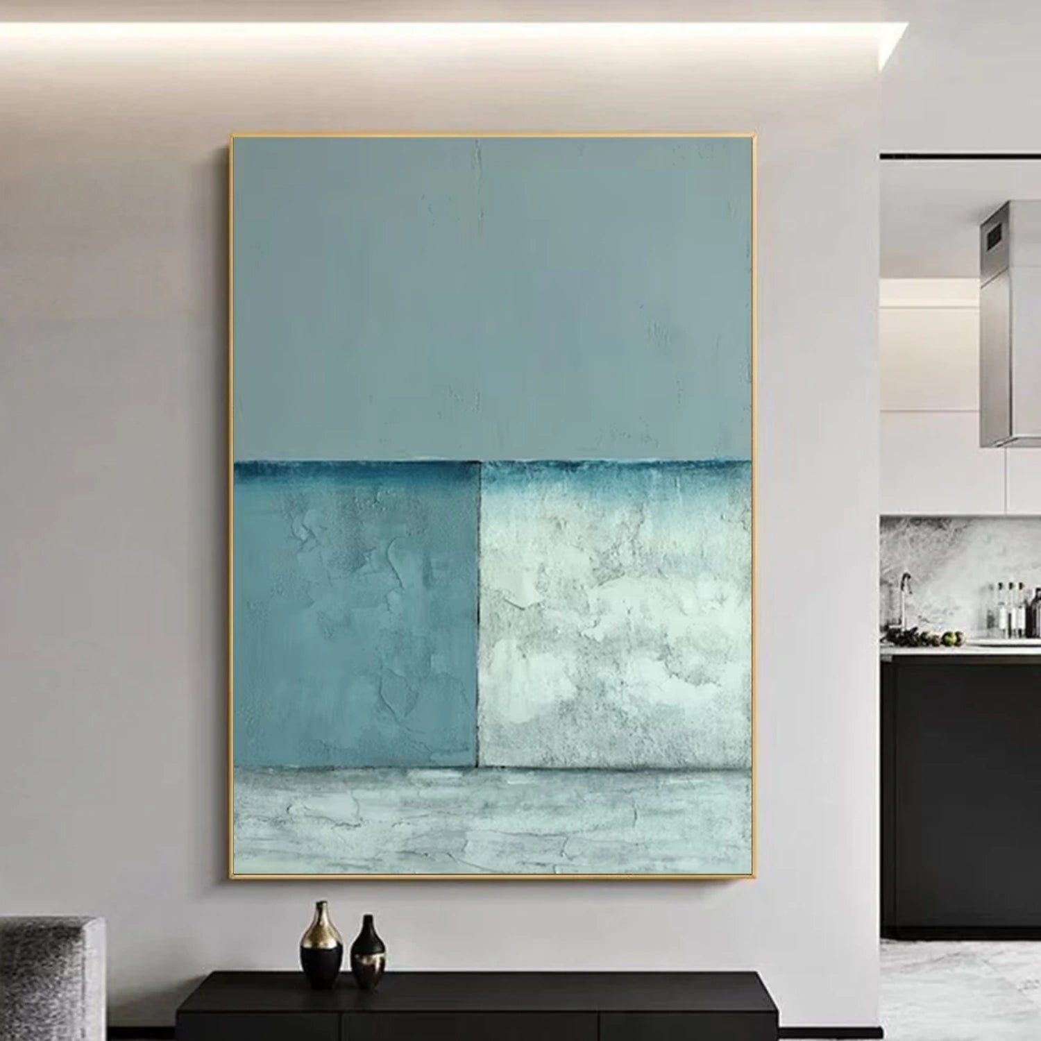 Blue and Green Minimalist Canvas Art #WM133