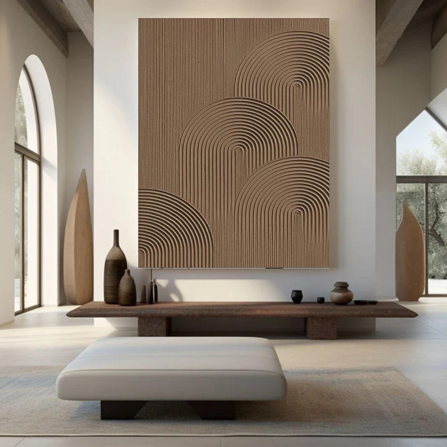 Brown Minimalist Textured Canvas Art #WM085