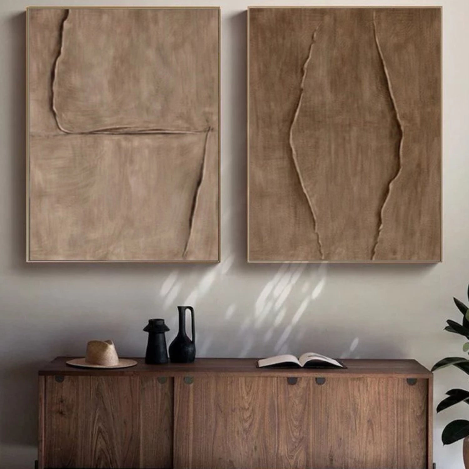 Brown Minimalist Textured Canvas Art Set of 2 #WM147