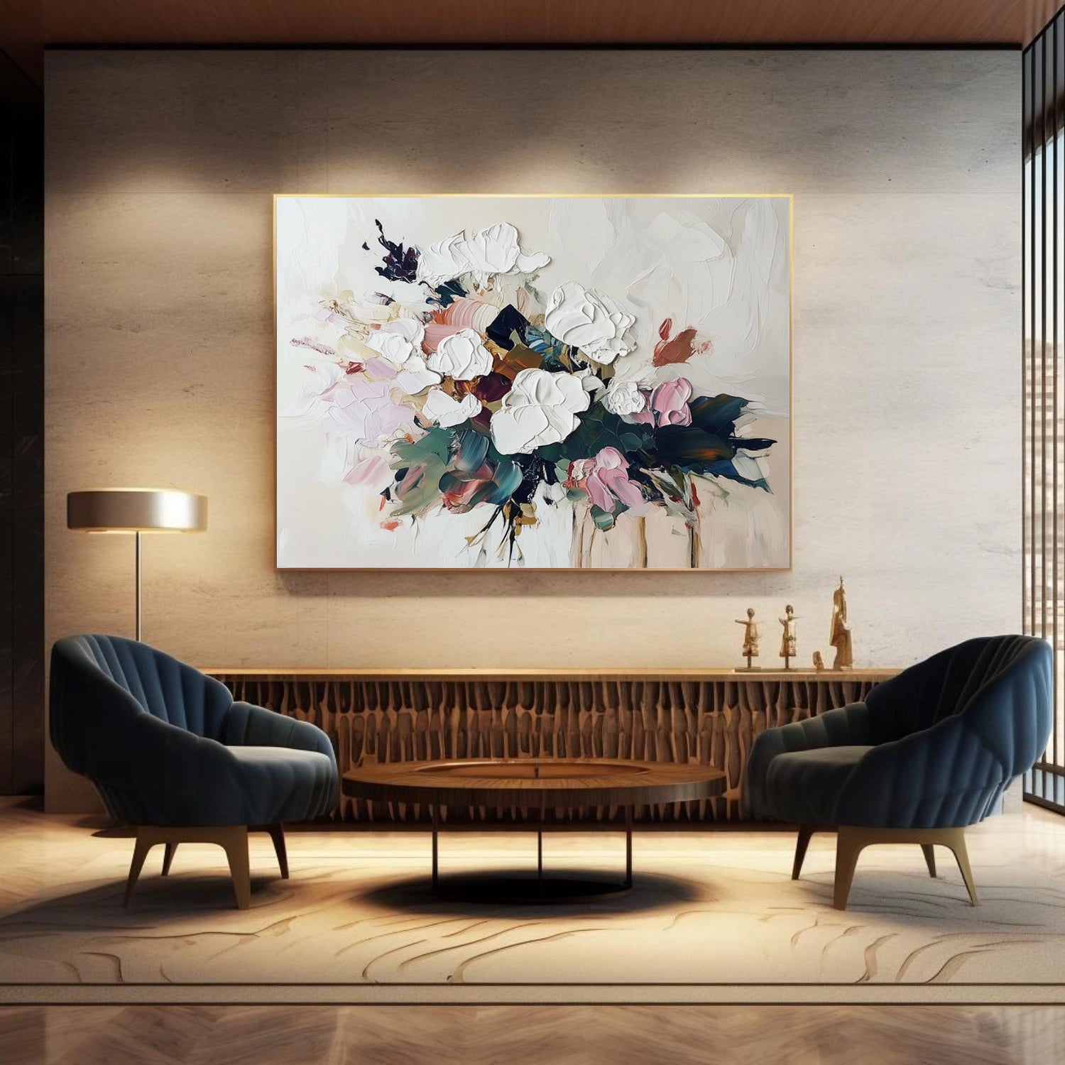Abstract Flower And Tree Textured Canvas Art  #MF153