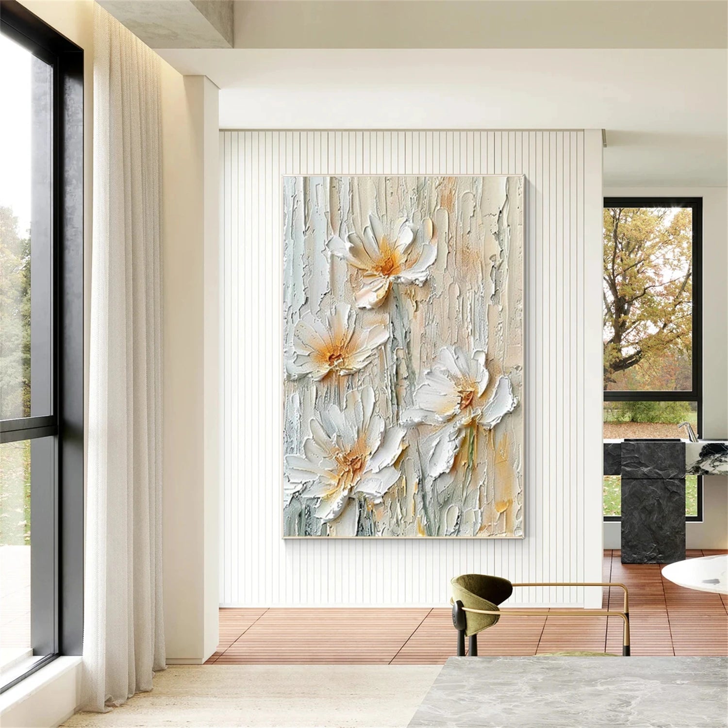 Abstract Flower And Tree Textured Canvas Art  #MF160