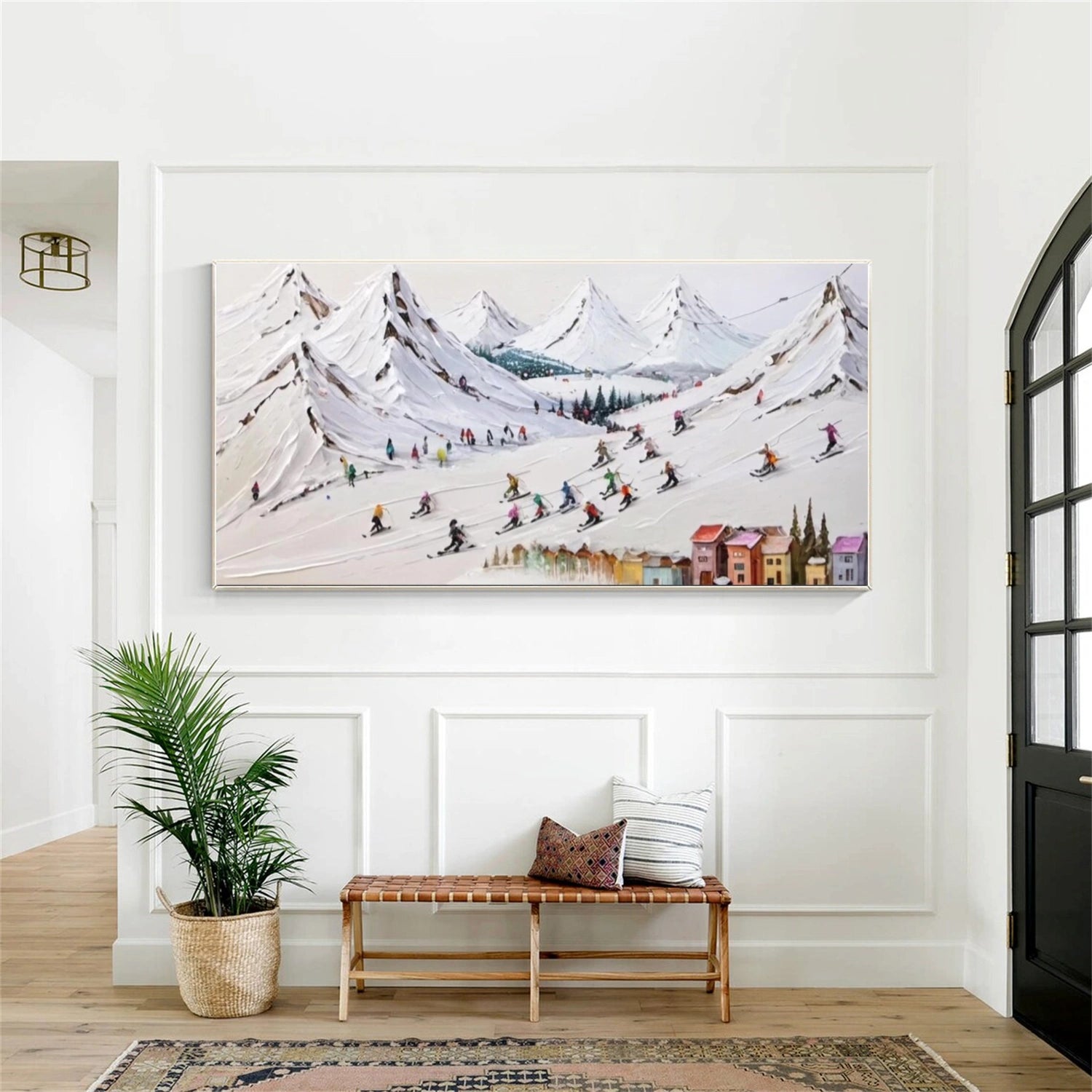 Skiing Sport Textured Canvas Painting #PB045