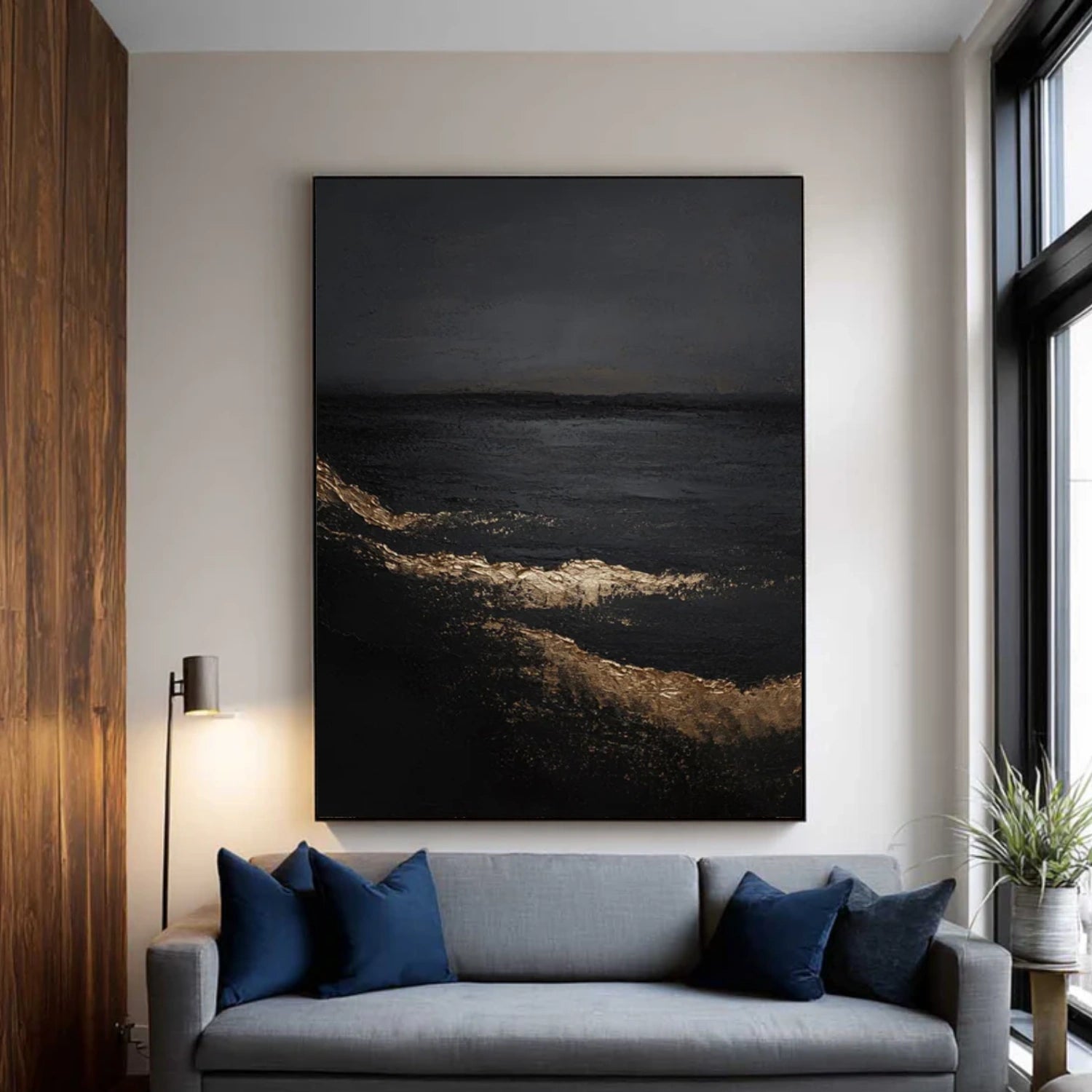 Black Minimalist Textured Canvas Art #WZ114