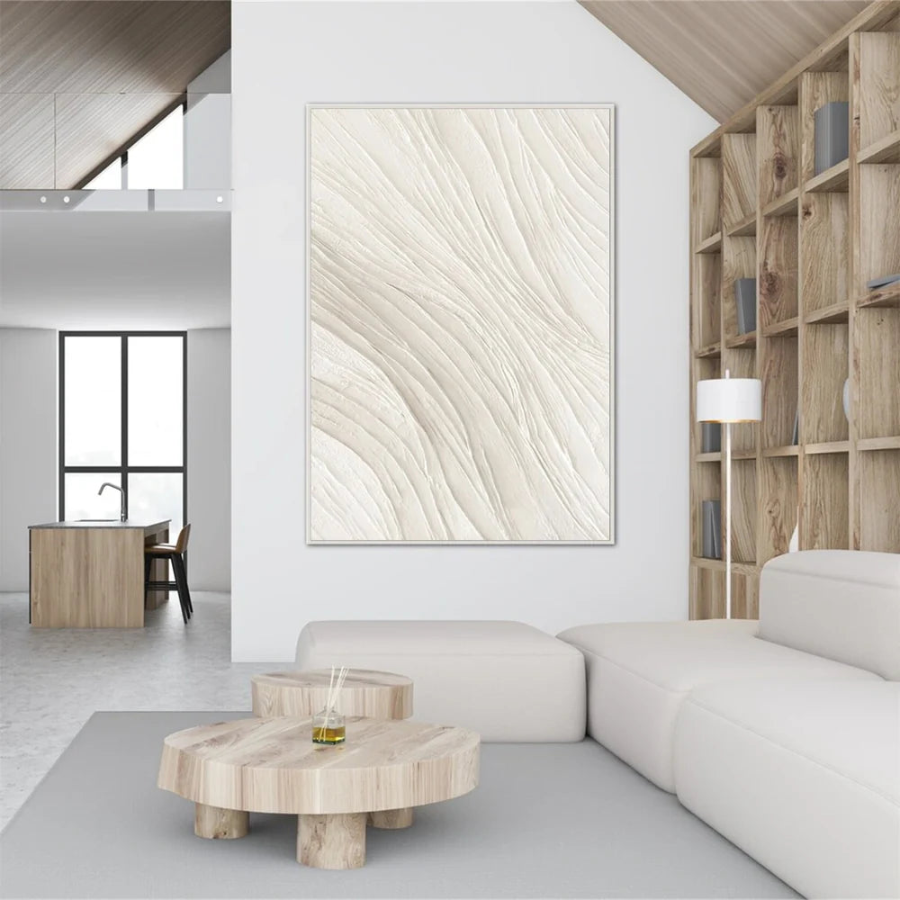 White Minimalist Textured Wall Art #WM054