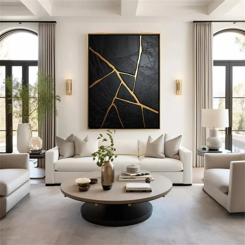 Black Minimalist Textured Canvas Art #WZ070