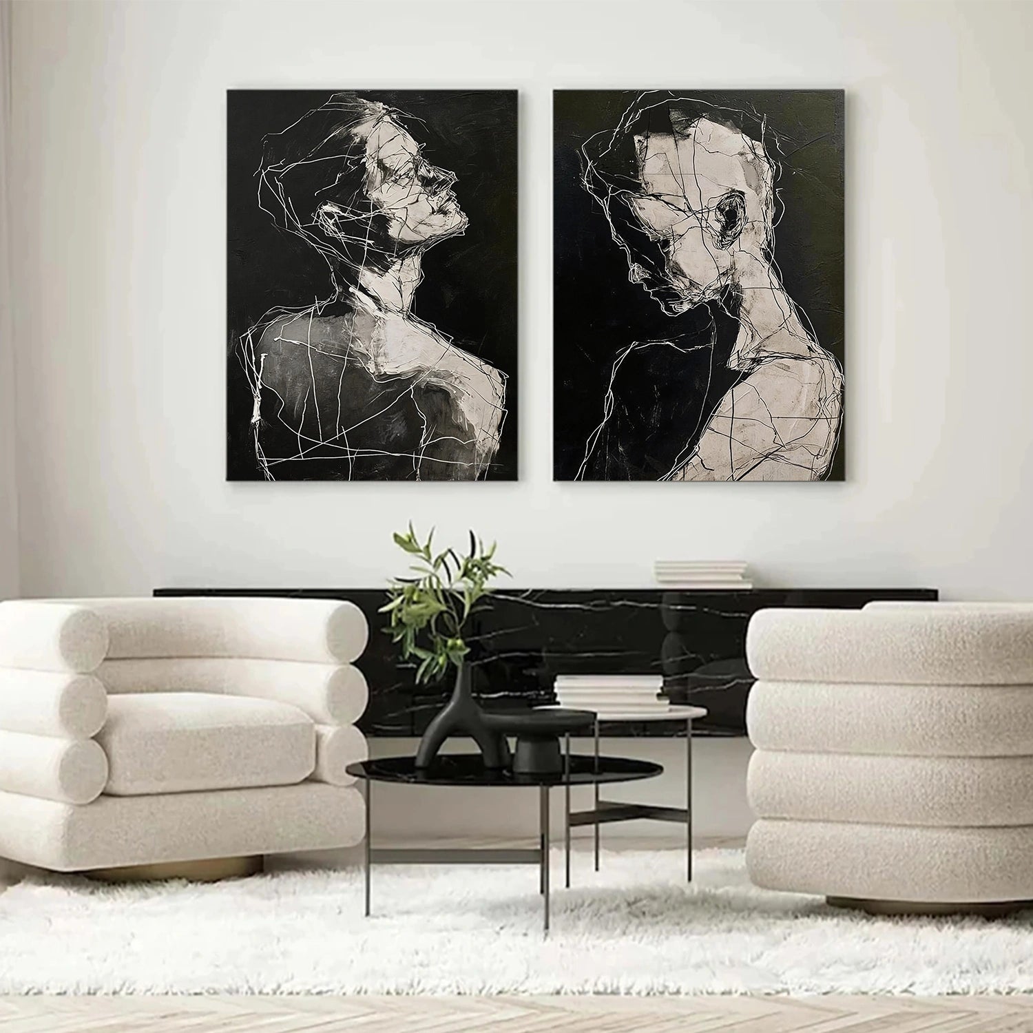 Abstract Portrait Wall Art Set of 2 #LA070