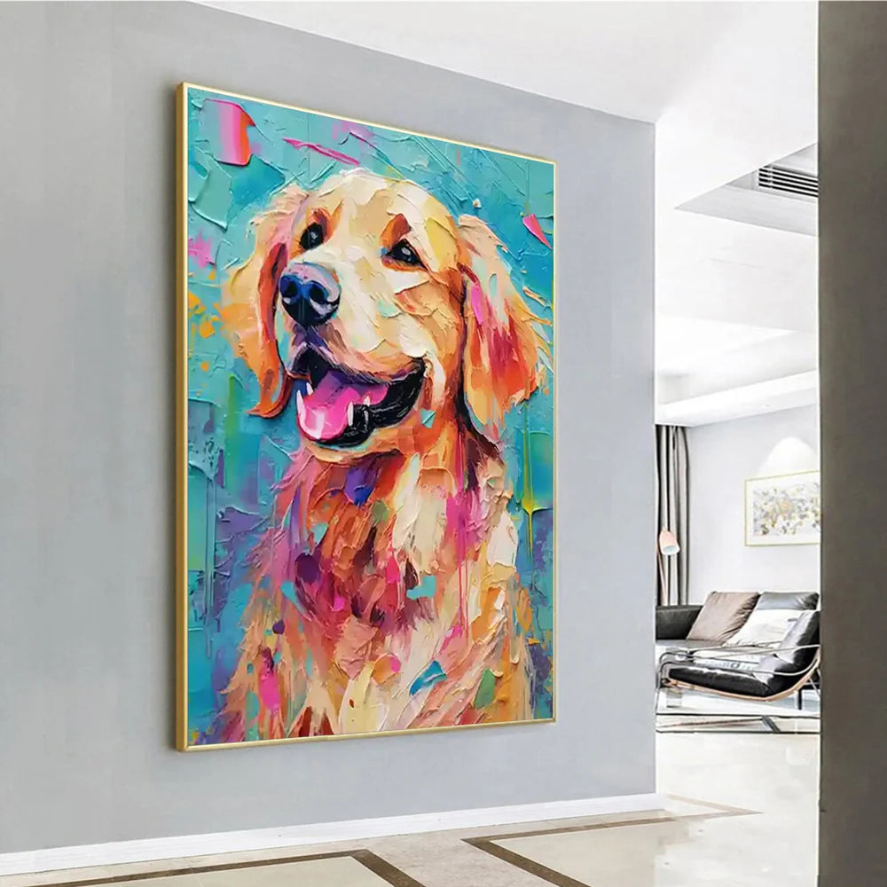Colorful Abstract Animal Dog Textured Canvas Art #DW065