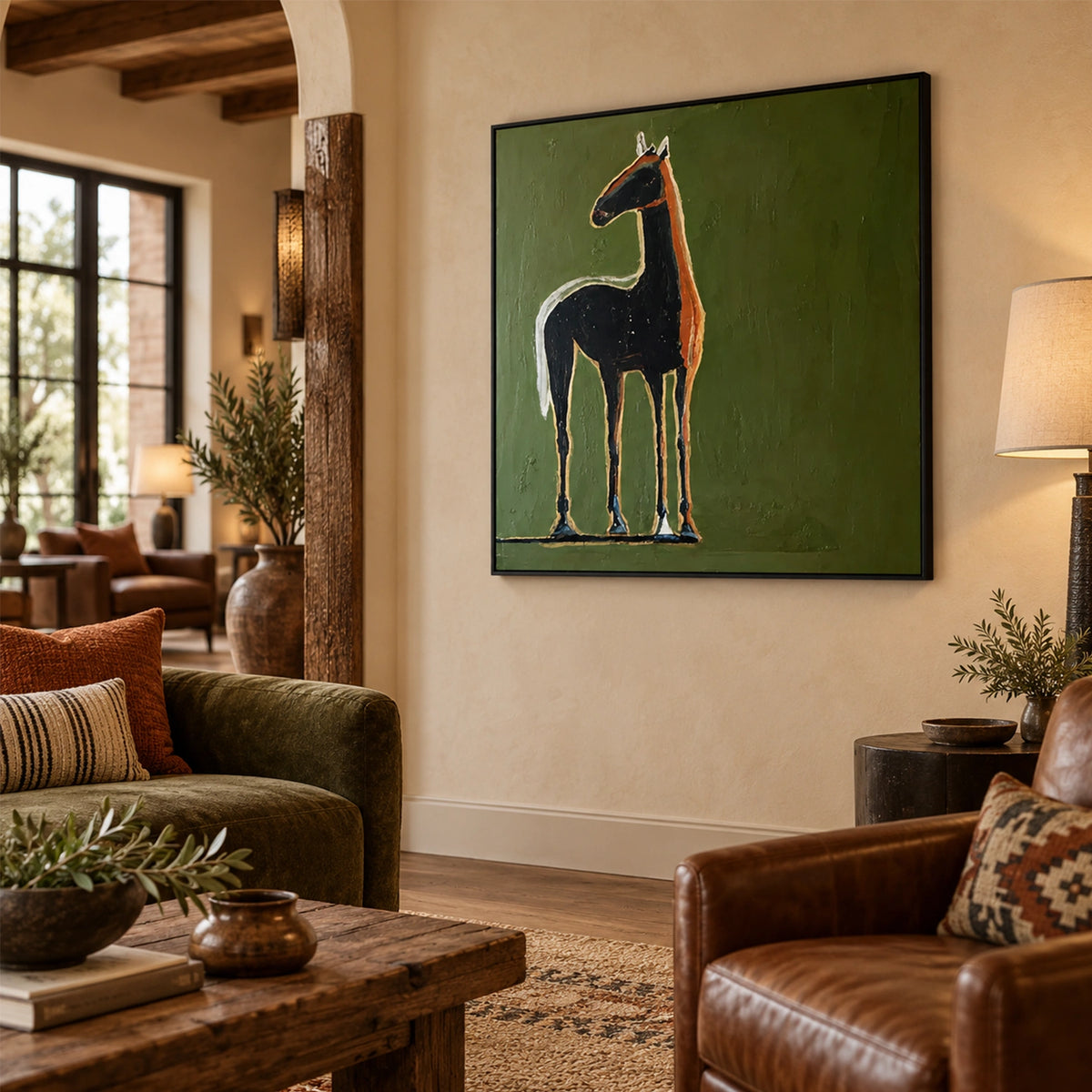 Abstract Animal Horse Canvas Art #DW155
