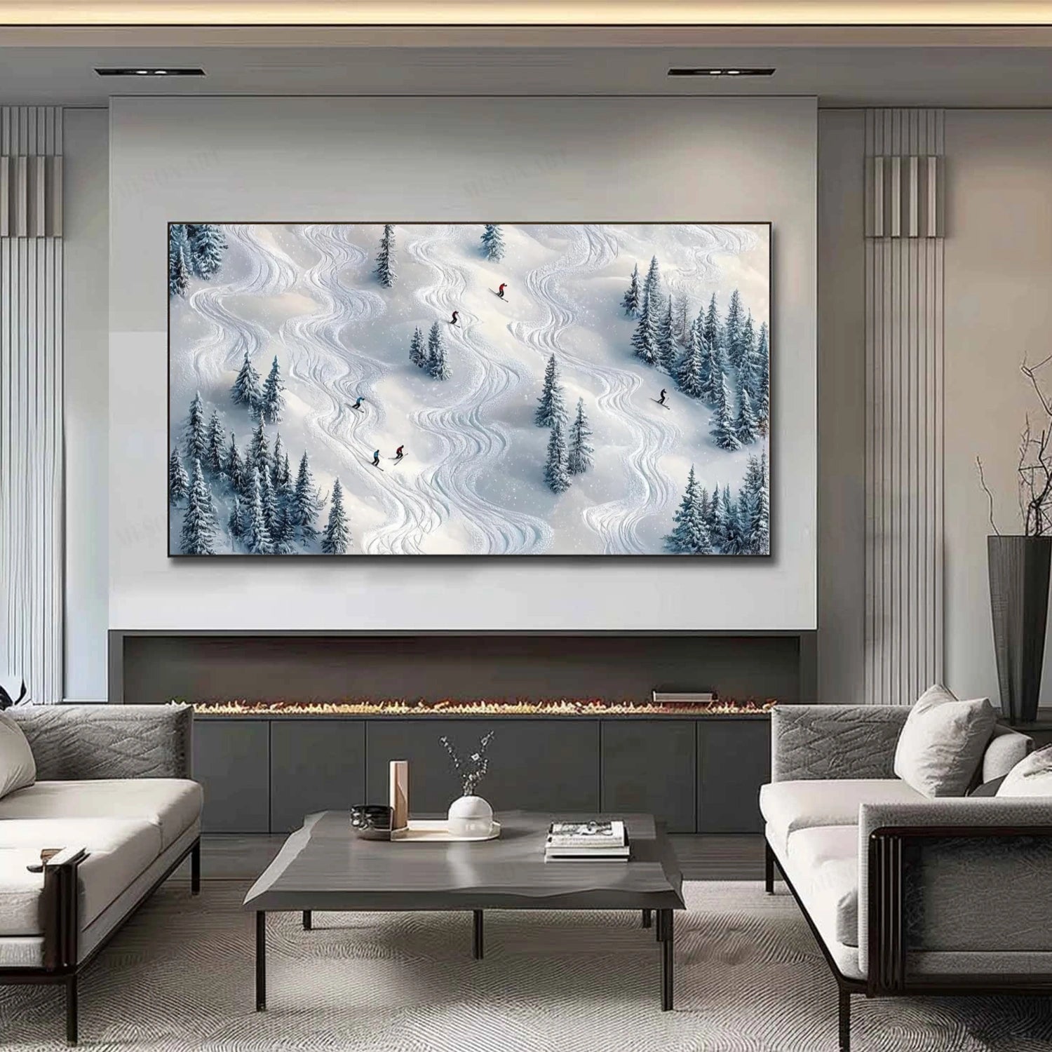 Skiing Sport Textured Canvas Painting #PB060
