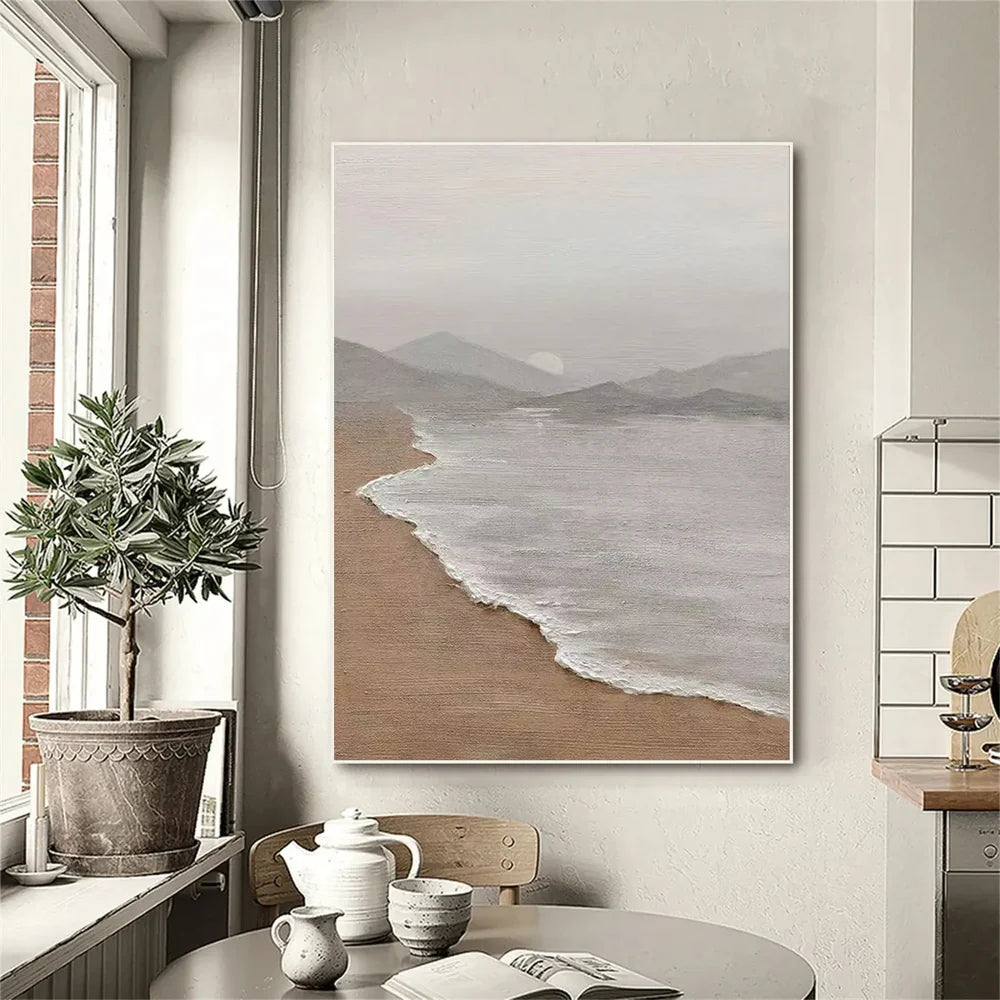 Abstract Ocean And Sky Textured Canvas Art #OC039