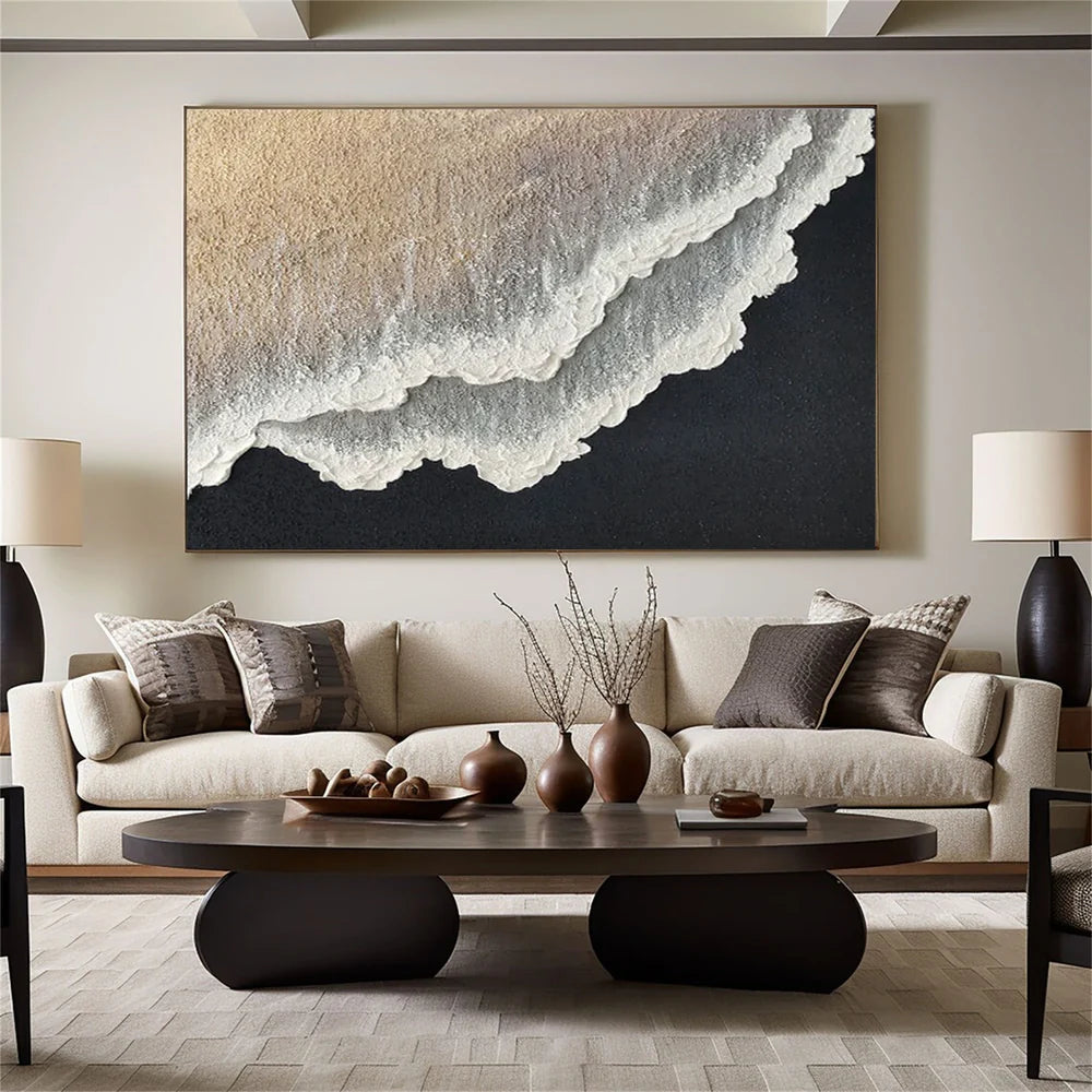 Minimalist Ocean And Sky Textured Canvas Art #OC036