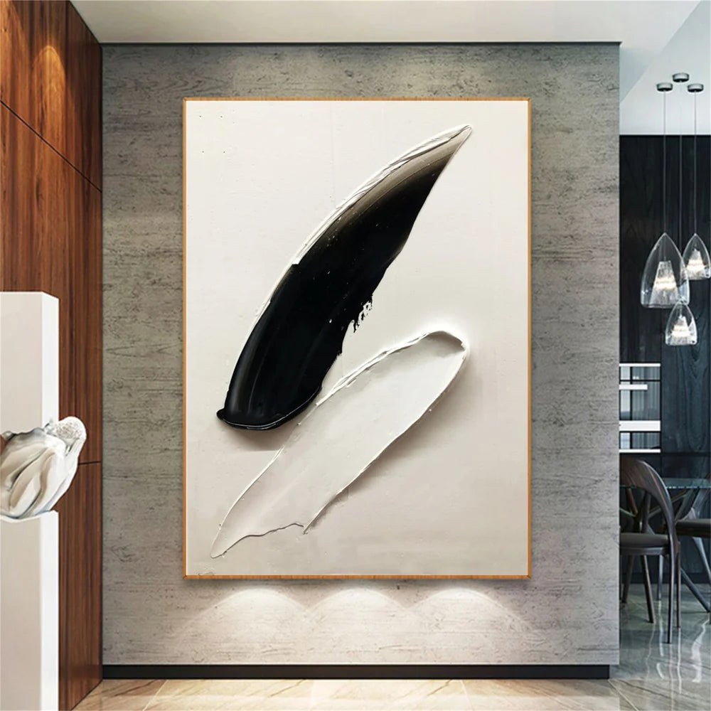 Black and White Minimalist Textured Canvas Art #WZ056