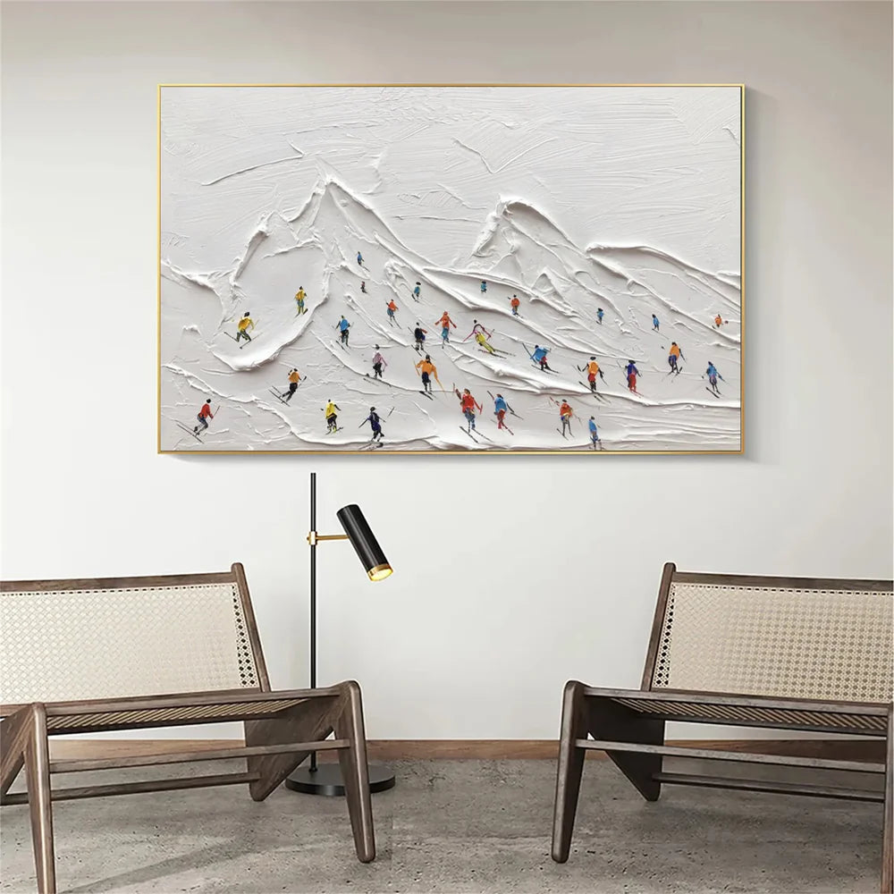 Skiing Sport Textured Canvas Painting #PB017