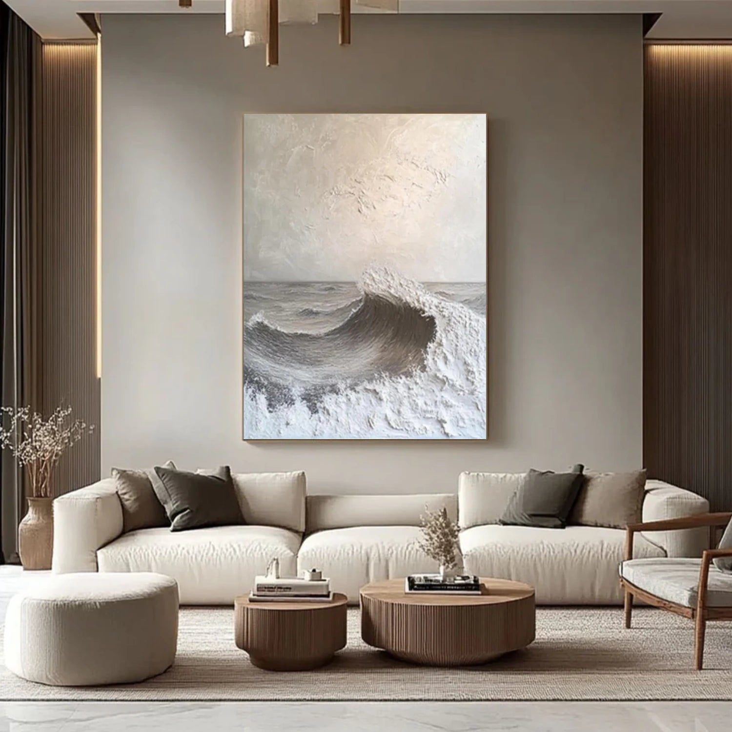 Minimalist Ocean And Sky Textured Canvas Art #OC082