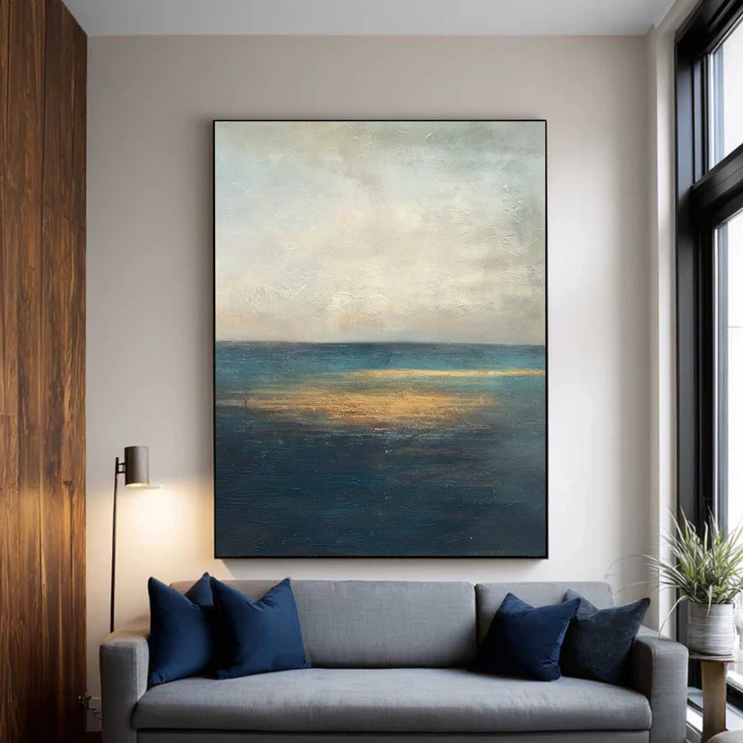 Blue and Gold Abstract Wall Art #VA209