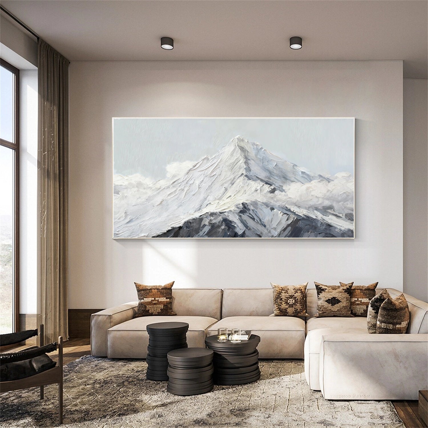 Minimalist Mountain Textured Canvas Art #BT059