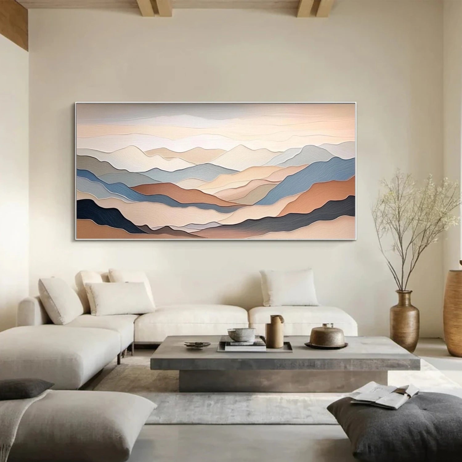 Minimalist Mountain Textured Canvas Art #BT045