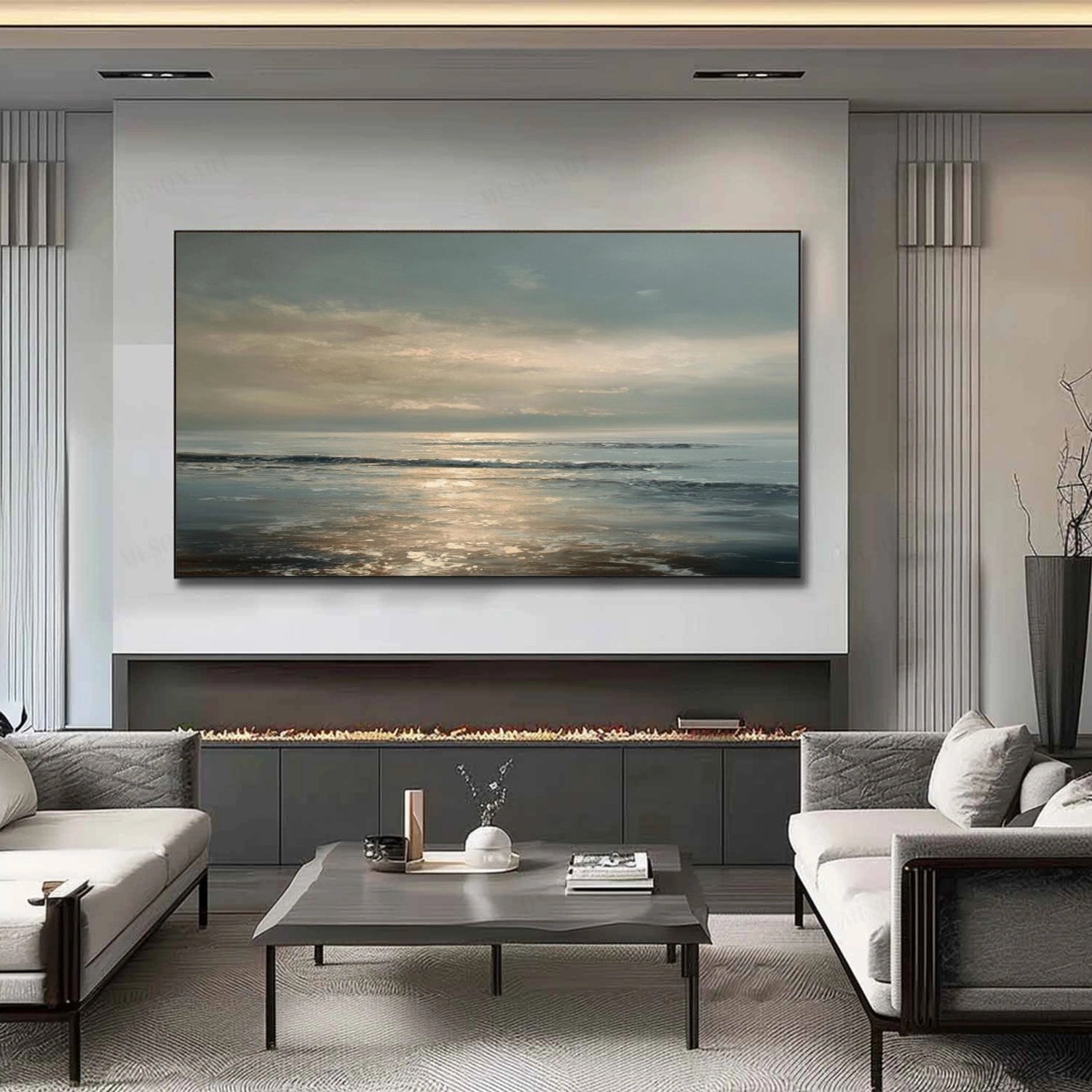 Abstract Ocean And Sky Canvas Art #OC100