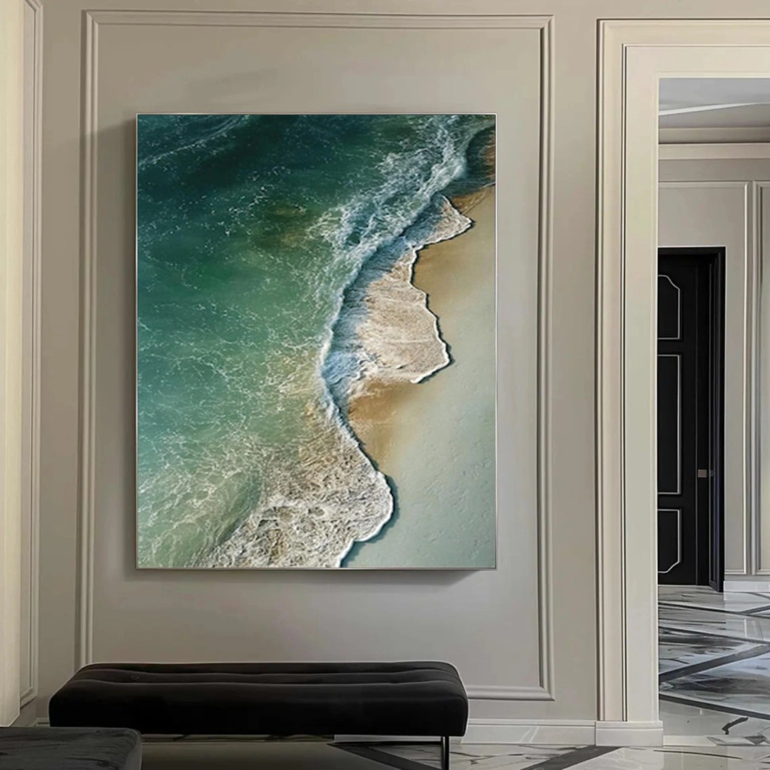 Abstract Ocean And Sky Textured Canvas Art #OC129