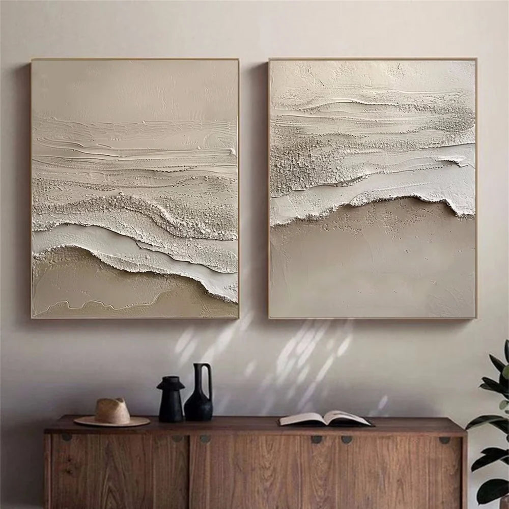Minimalist Ocean And Sky Textured Canvas Art Set of 2 #OC003