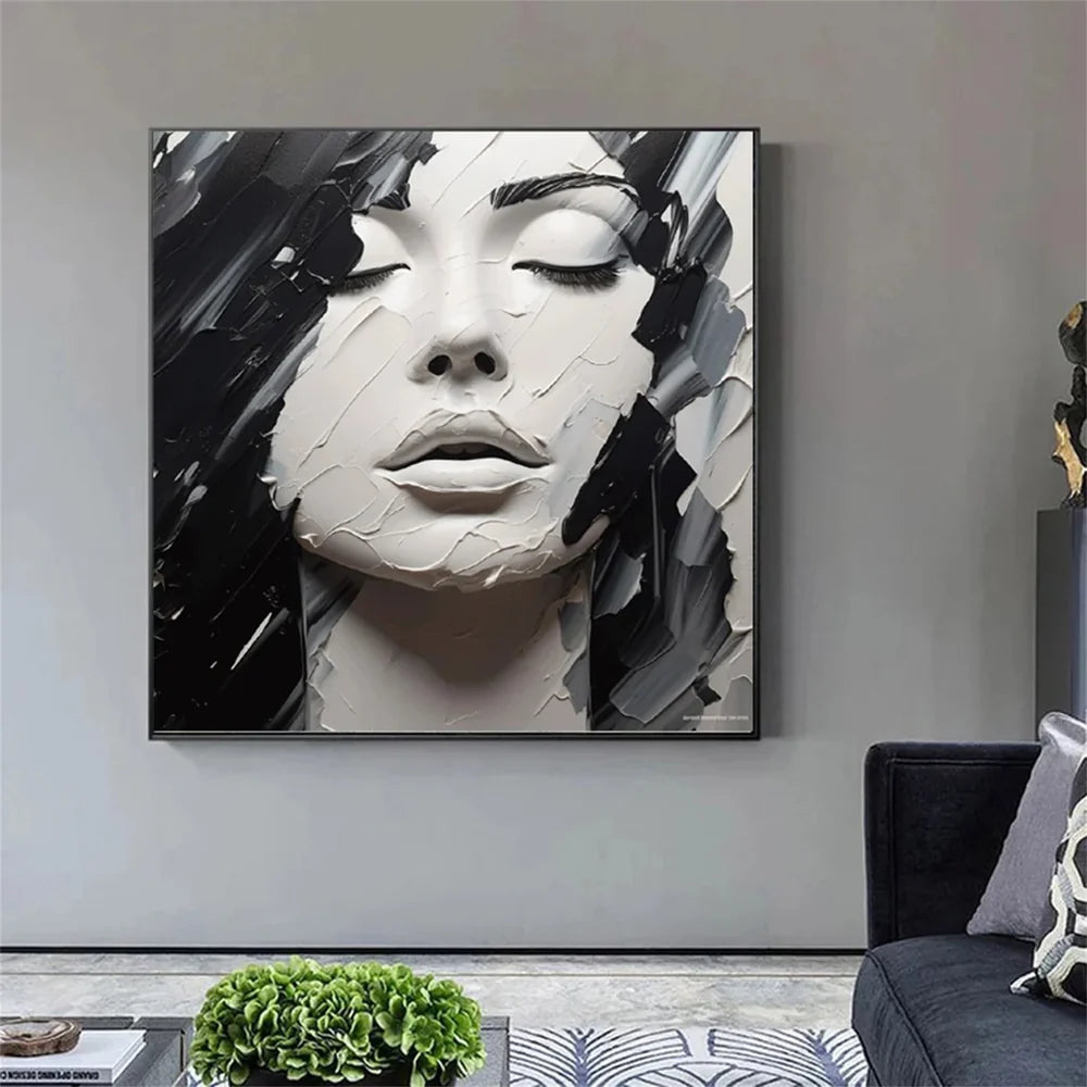 Abstract Portrait Textured Wall Art # LA005