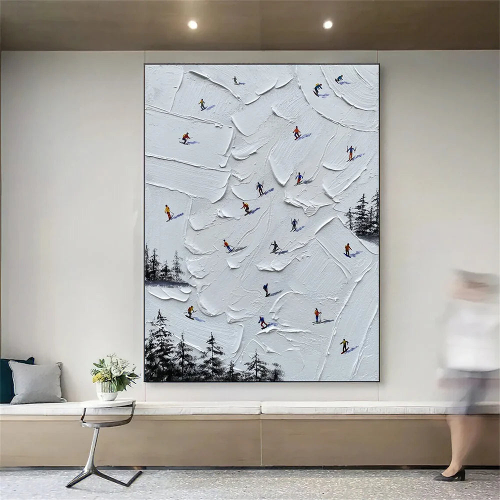 Skiing Sport Textured Canvas Painting #PB013
