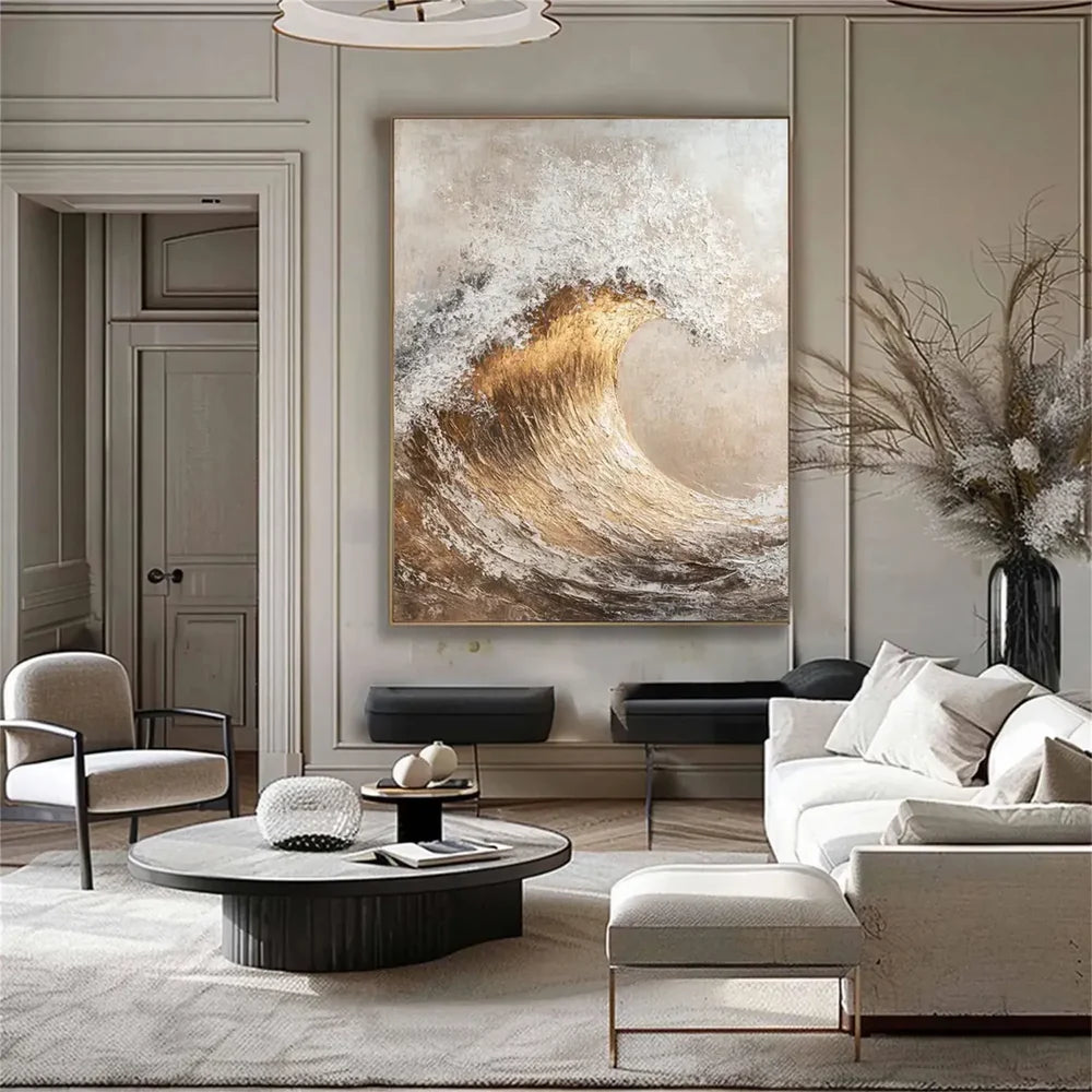 Abstract Ocean And Sky Textured Canvas Art #OC075