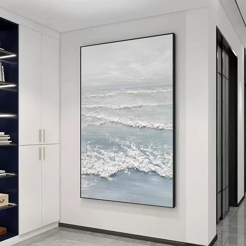 Minimalist Ocean And Sky Textured Canvas Art #OC046