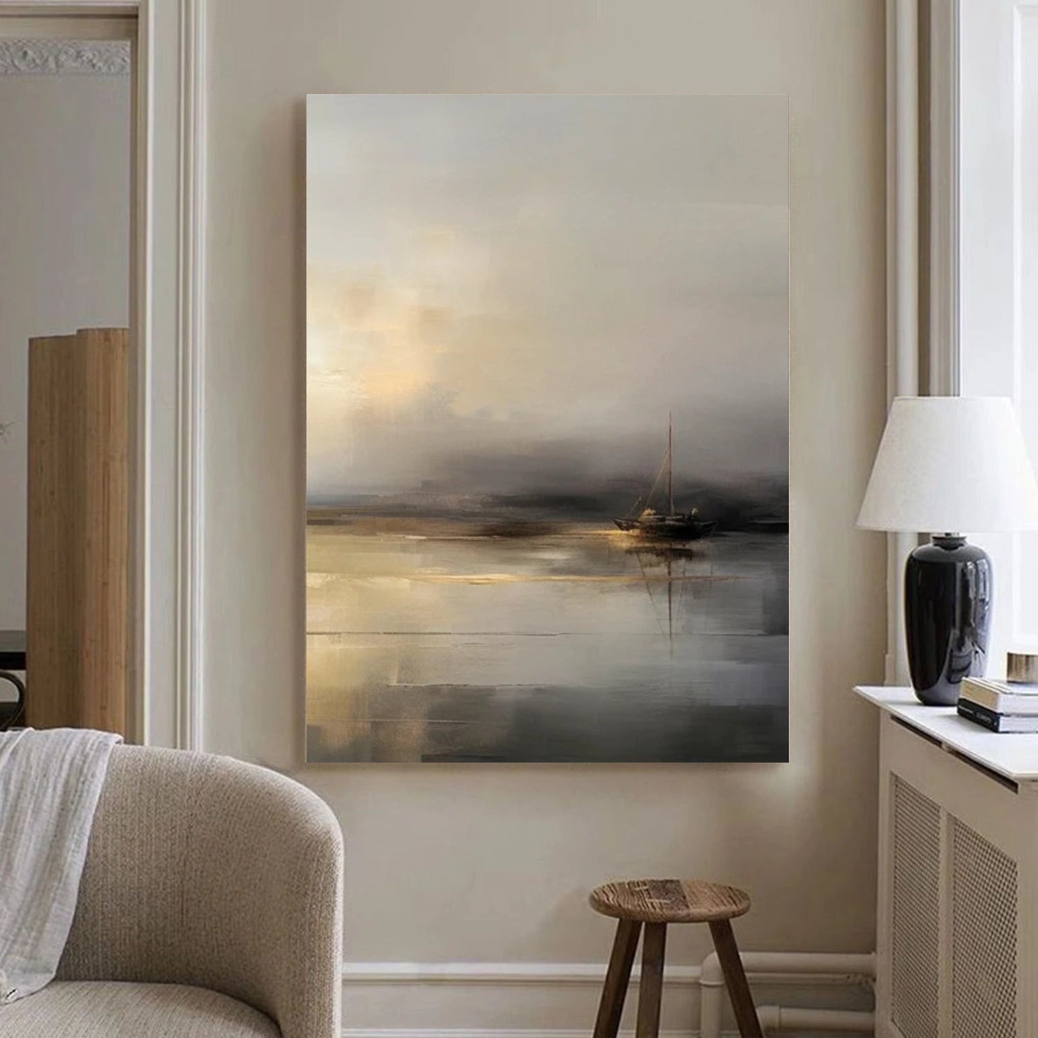 Abstract Ocean And Sky Canvas Art #OC080