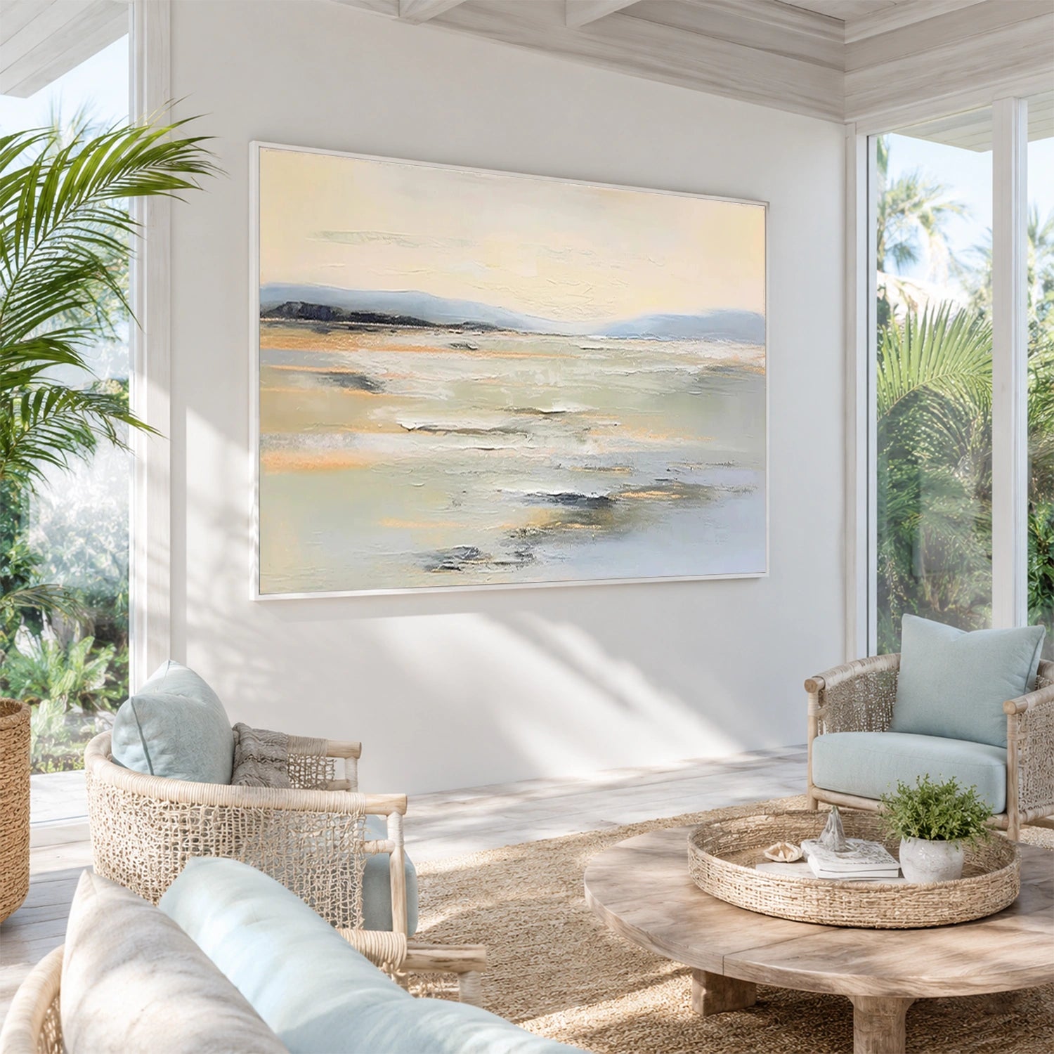 Abstract Ocean And Sky Canvas Art #OC215