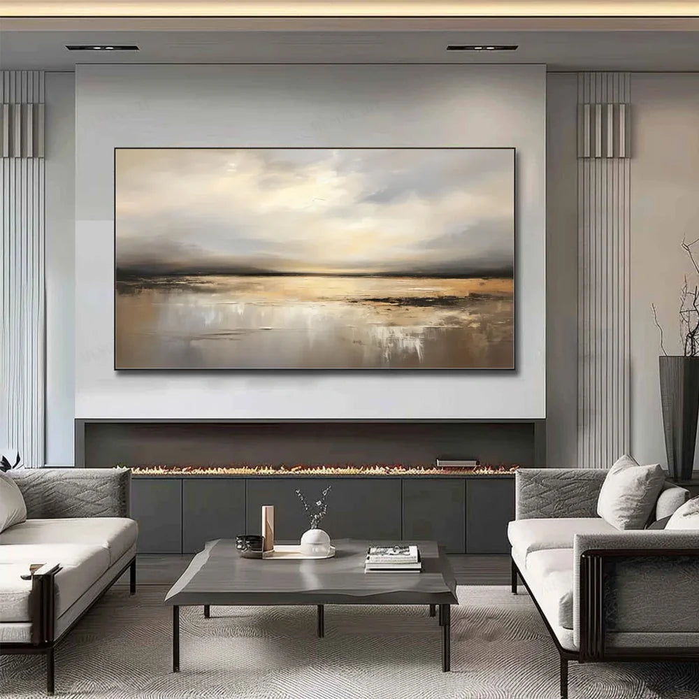 Abstract Ocean And Sky Textured Canvas Art # OC014