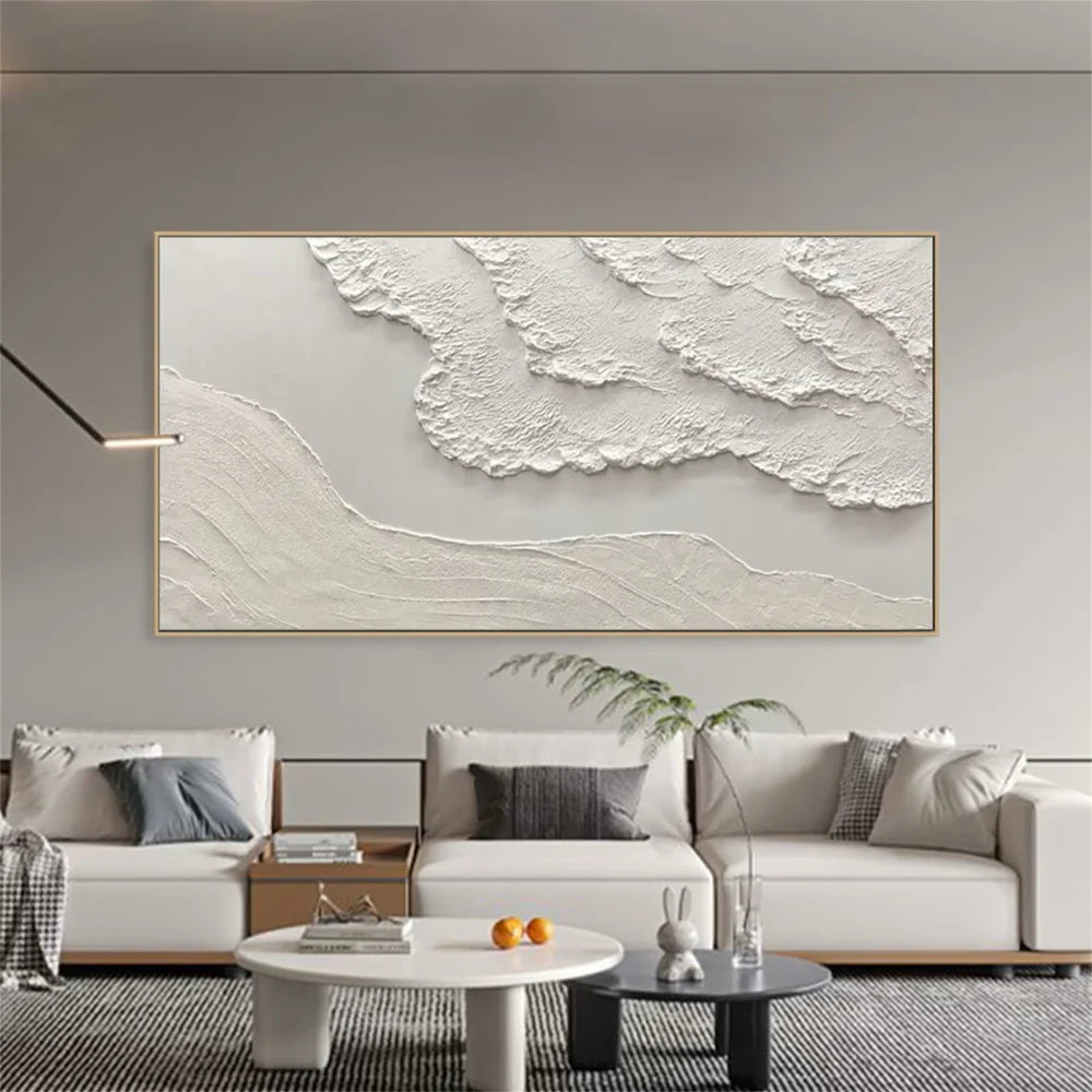 White Minimalist Textured Wall Art #WM020