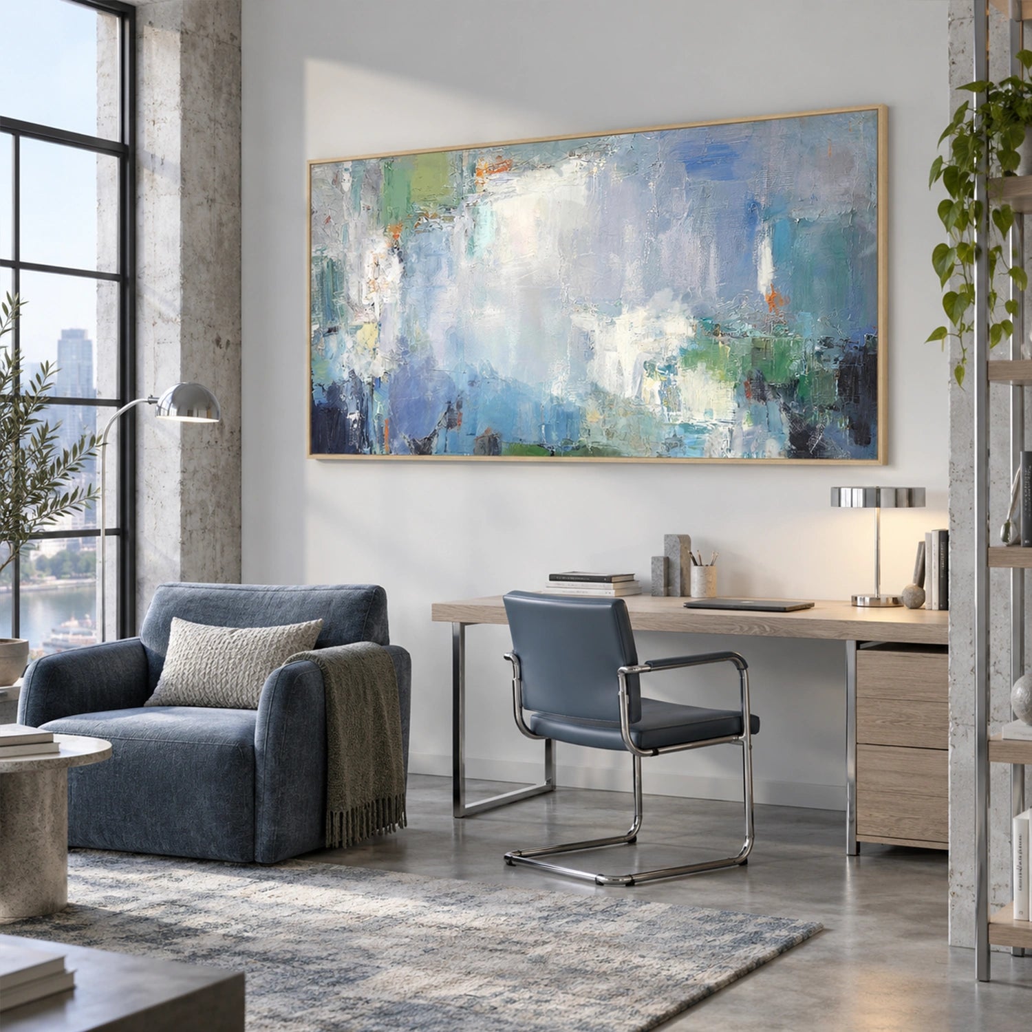 Blue Abstract Wall Art #VA342