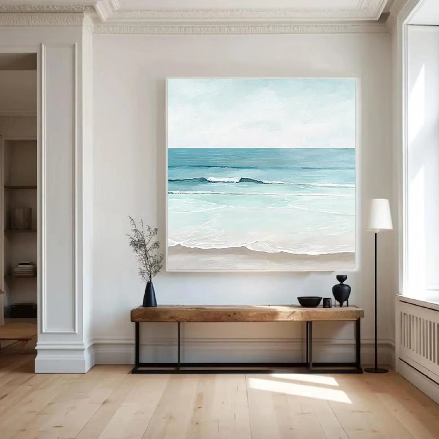 Abstract Ocean And Sky Textured Canvas Art #OC155