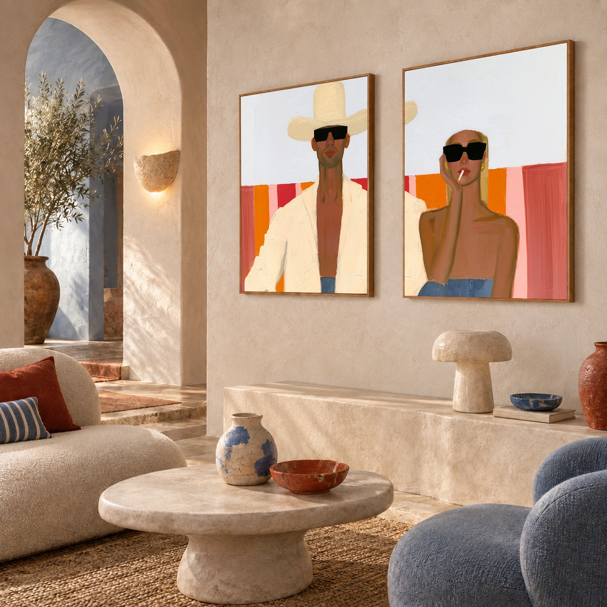 Abstract Portrait Wall Art Set of 2 #LA096
