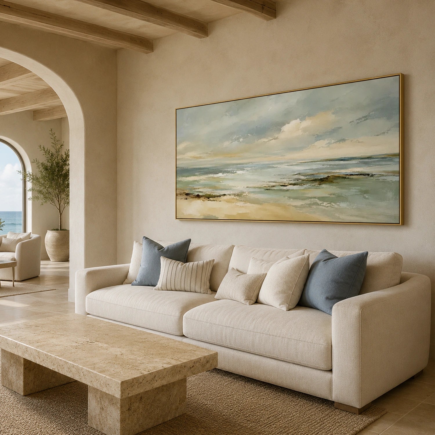 Abstract Ocean And Sky Canvas Art #OC223