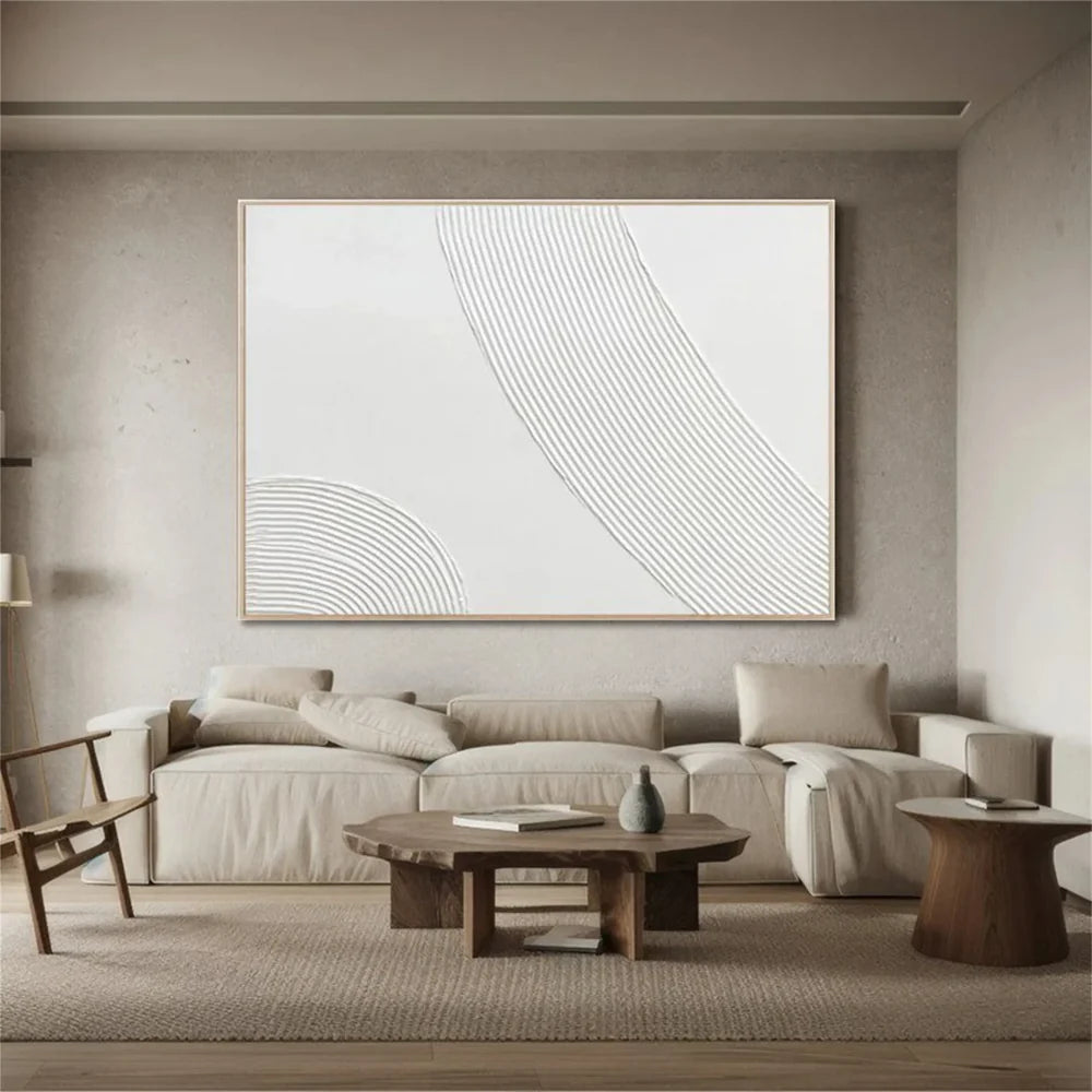 White Minimalist Textured Wall Art #WM061