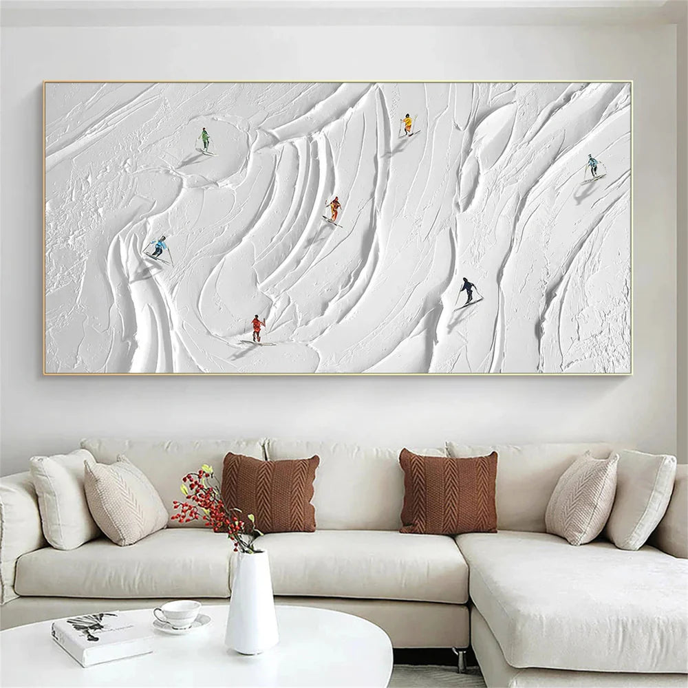Skiing Sport Textured Canvas Painting #PB010