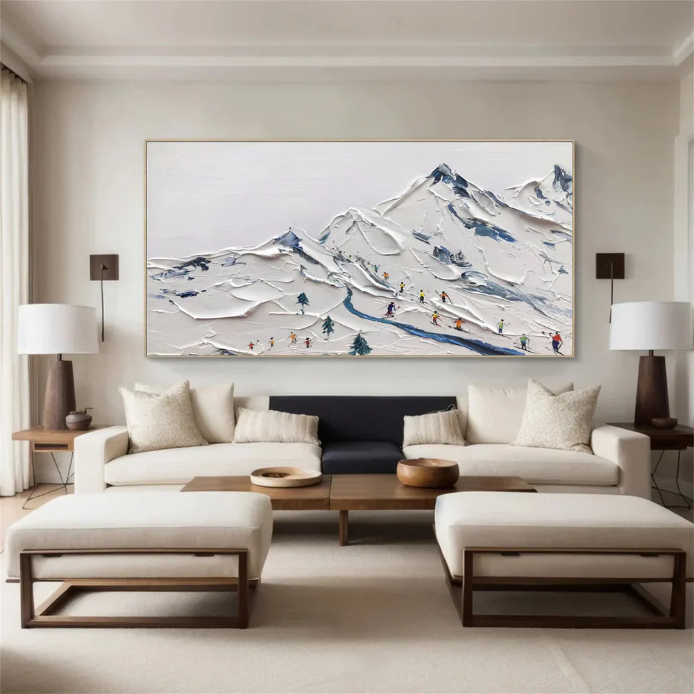 Skiing Sport Textured Canvas Painting #PB003