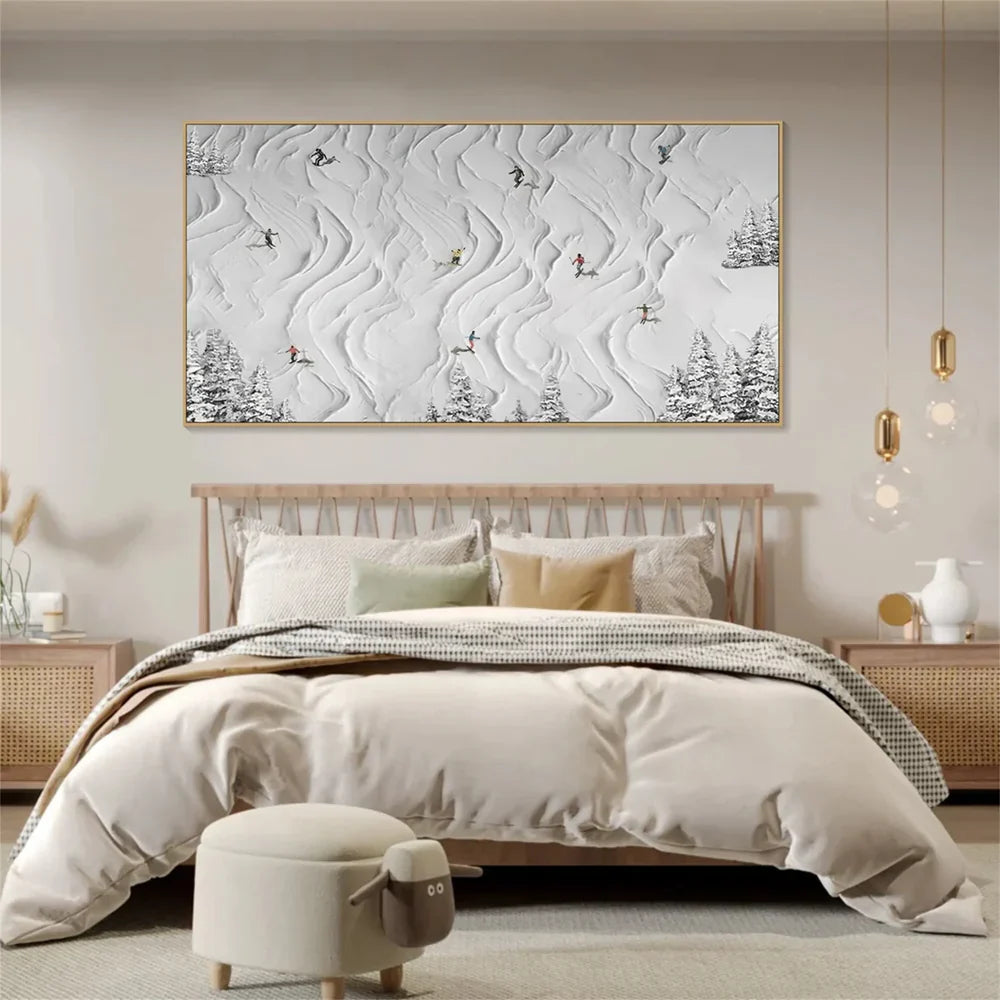 Skiing Sport Textured Canvas Painting #PB001